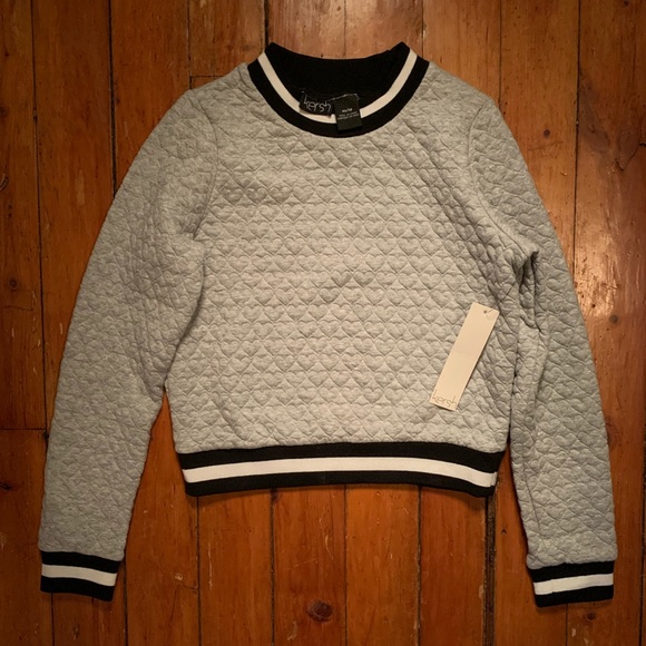 NWT Kersh “Quilted” Heart Crop Sweater - Picture 2 of 8